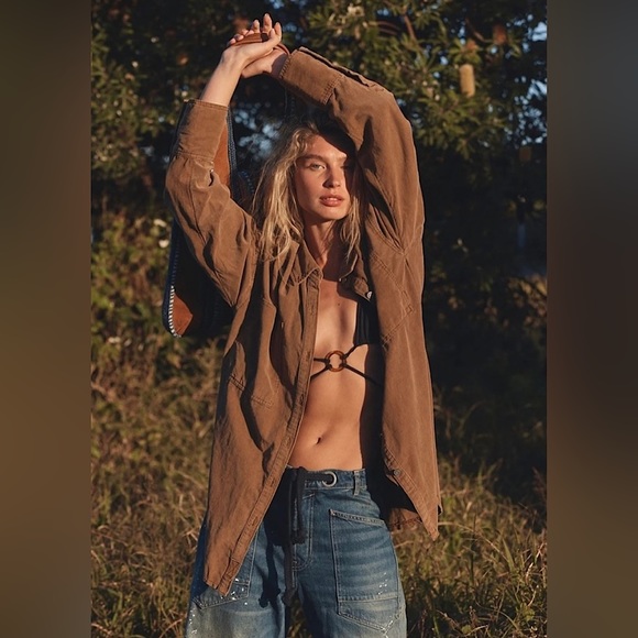 NEW Free People Baby Cord Button Down Shirt - Picture 16 of 16